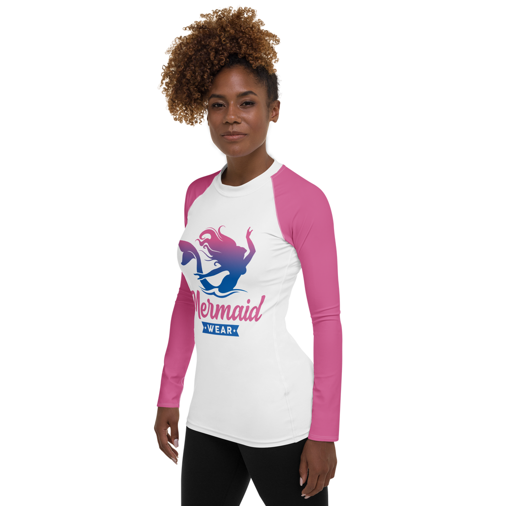 Original Mermaid Wear Front Logo Pink Sleeved Rash Guard