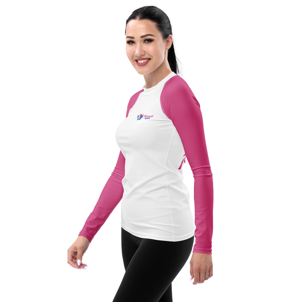 Original Mermaid Wear Back Logo Pink Sleeved Rash Guard